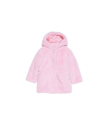 Pink Faux Fur Hoodie For Girl