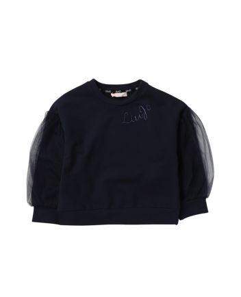 Girls Navy Blue Logo Print Sweatshirt