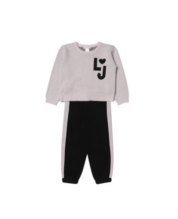 Girls Pink & Black Logo Print Tracksuit