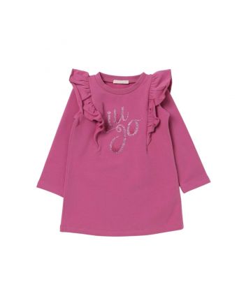 Girls Pink Logo Print Dress