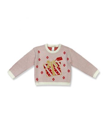 Girls Pink Gift Box Print Sweatshirt