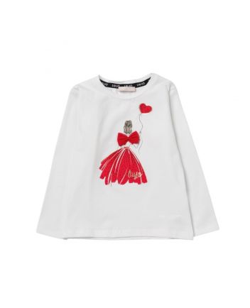 Girls White Full Sleeves T-shirt