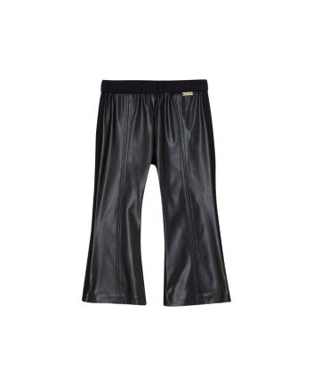Girls Black Coated Fabric And Stretch Blend Trouser