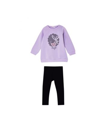 Girls Purple Logo-Gemstones Trouser Set
