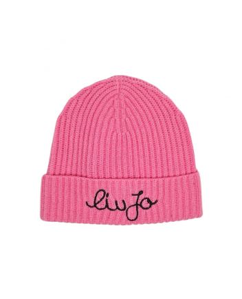 Girls Pink Liu Jo-Logo Ribbed Hat