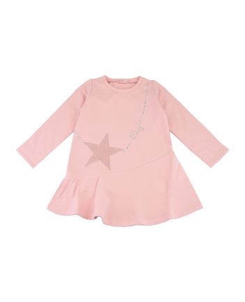 Girls Pink Crystal-Embellished Logo Dress