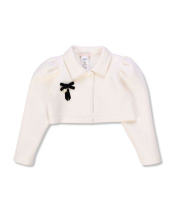 Girls Ivory Jacket With Contrast Brooch
