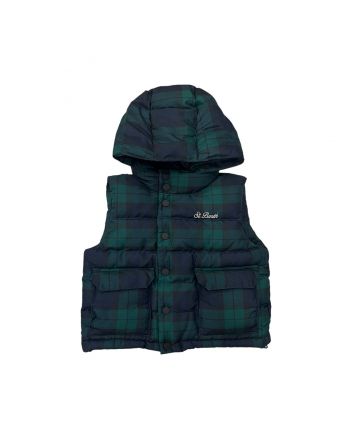 Boys Blue & Green Puffer Jacket With Hood