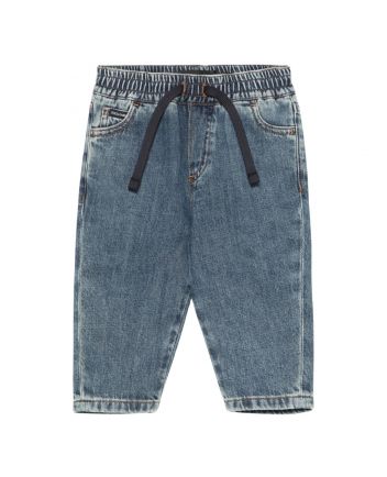 Baby Boys Denim Blue Drawstring Jeans