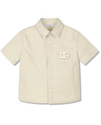 Baby Boys Beige DG Logo Cotton Shirt