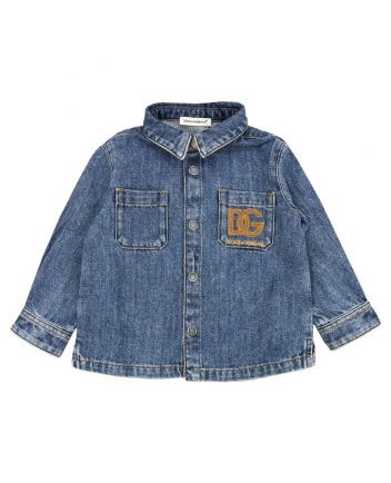 Baby Boys Denim Blue Toddler Button-Up Shirt