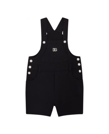 Baby Boys Black Fleece Dungarees With DG Logo