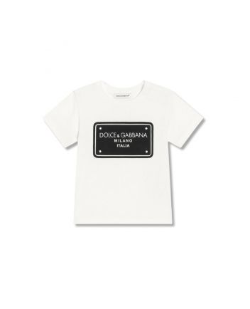 Baby Boys White Jersey T-Shirt With Logo Tag