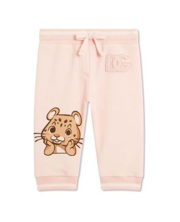 Baby Girls Pink Leopard-Print Track Pants