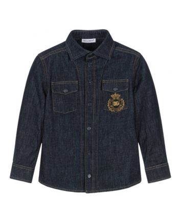 Boys Blue Denim DG Crest Shirt