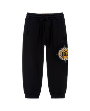 Boys Black Logo-Patch Joggers