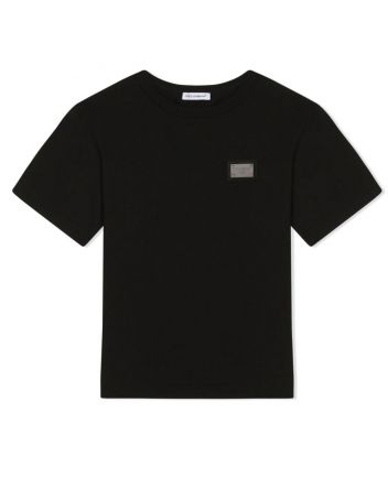 Boys Black Logo-Plaque T-Shirt