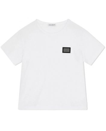 Boys White Logo-Plaque T-Shirt