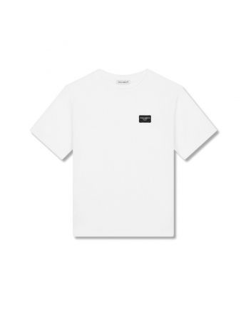 Boys White Jersey T-Shirt With Logo Tag