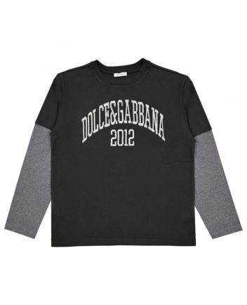 Boys Black Logo-Embroidery T-shirt