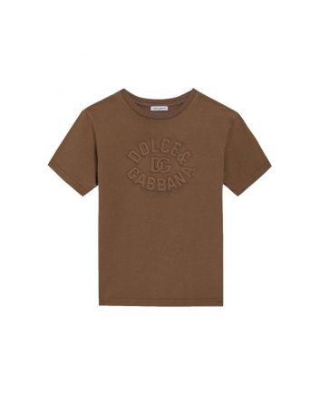 Boys Brown Logo Cotton T-Shirt