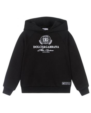 Boys Black Logo-Embroidered Hoodie