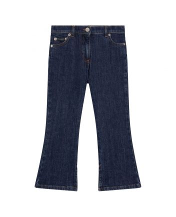 Girls Blue Wide-Leg Denim Jeans