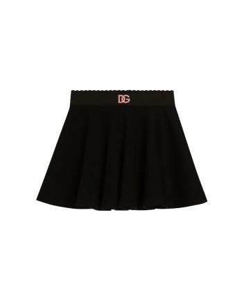 Girls Black Logo-Embroidered Skirt