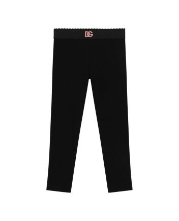 Girls Black Logo-Waistband Leggings