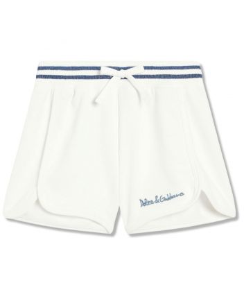 Girls White Fleece Shorts With D&G Logo