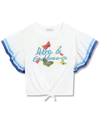 Girls White D & G Floral Logo Top