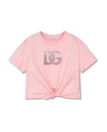 Girls Pink Rhinestone DG Logo T-Shirt
