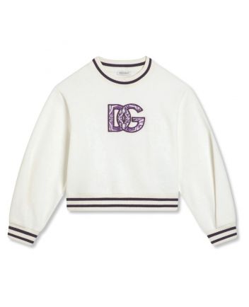 Girls White Logo-Plique Sweatshirt