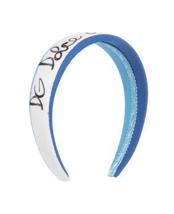 Girls Blue & White Script Logo Hairband