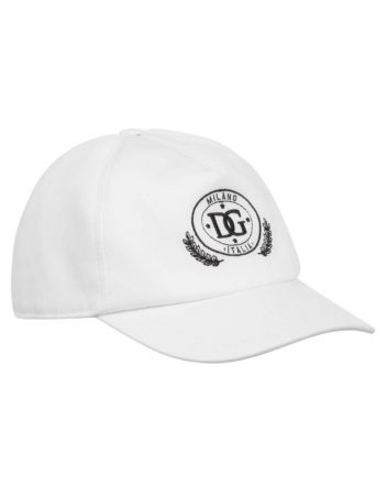 Boys White Twill Logo-Embroidery Cap
