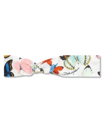 Girls White Cotton Butterfly Headband
