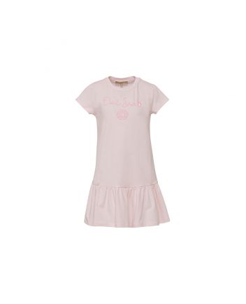 Girls Pink Cotton Short Sleeves Dress