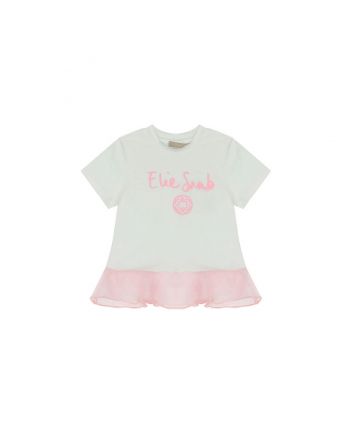Girls White and Pink logo Half Sleeves T-Shirt