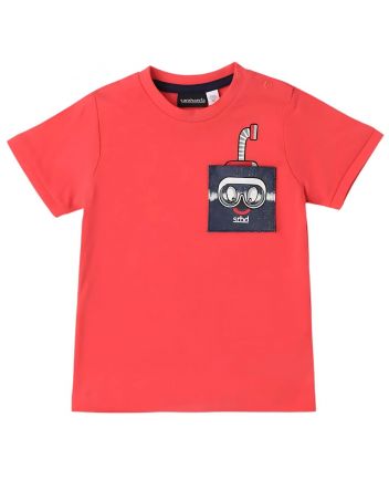 Boys Red Graphic-Print T-Shirts