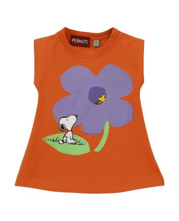 Girls Orange Floral-Print Dress