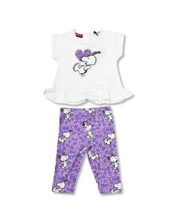 Girl White & Purple Graphic-Print Outfits