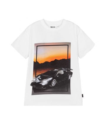 Boys White Car T-Shirt