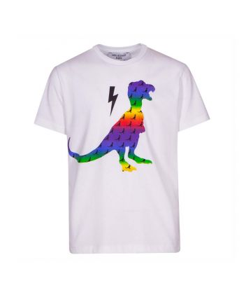 Boys Dinosaur Graphic Print White T-shirt