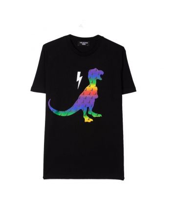 Boys Dinosaur Graphic Print Black T-shirt