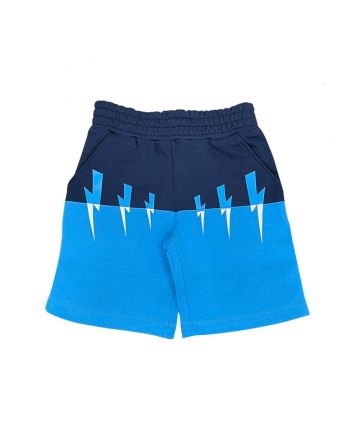 Boys Two-Tone Color Block Lightning Bolt Shorts