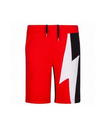 Boys Lightning Print Color Block Shorts