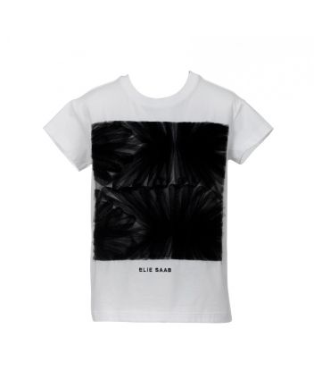 Black Net Ruching With Logo T-shirt