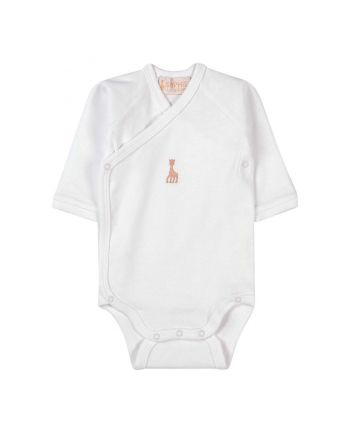 Wrap Panel Embroidered Logo Baby Romper