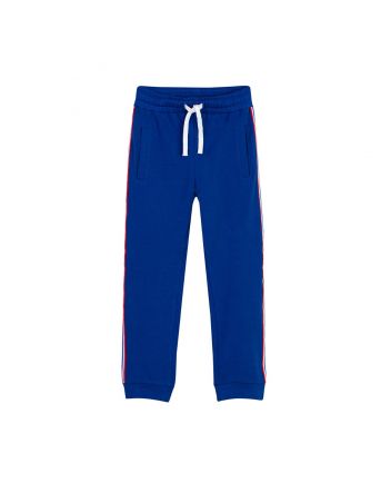 Boys Logo Stripe Drawstring Blue Track Pants