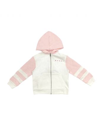 Two-Tone White And Pink Hoodie Jacket